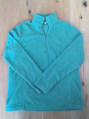 Lands' End Fleece Quarter Zip Pullover Aqua/Turquoise Size Medium